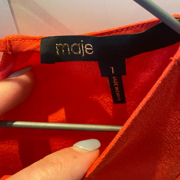 Maje Orange Ruffle Studded Top Small (size 1) - Picture 2 of 3